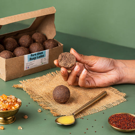 Pure Ghee Raagi Ladoo (Nachni Ladoo) with Jaggery